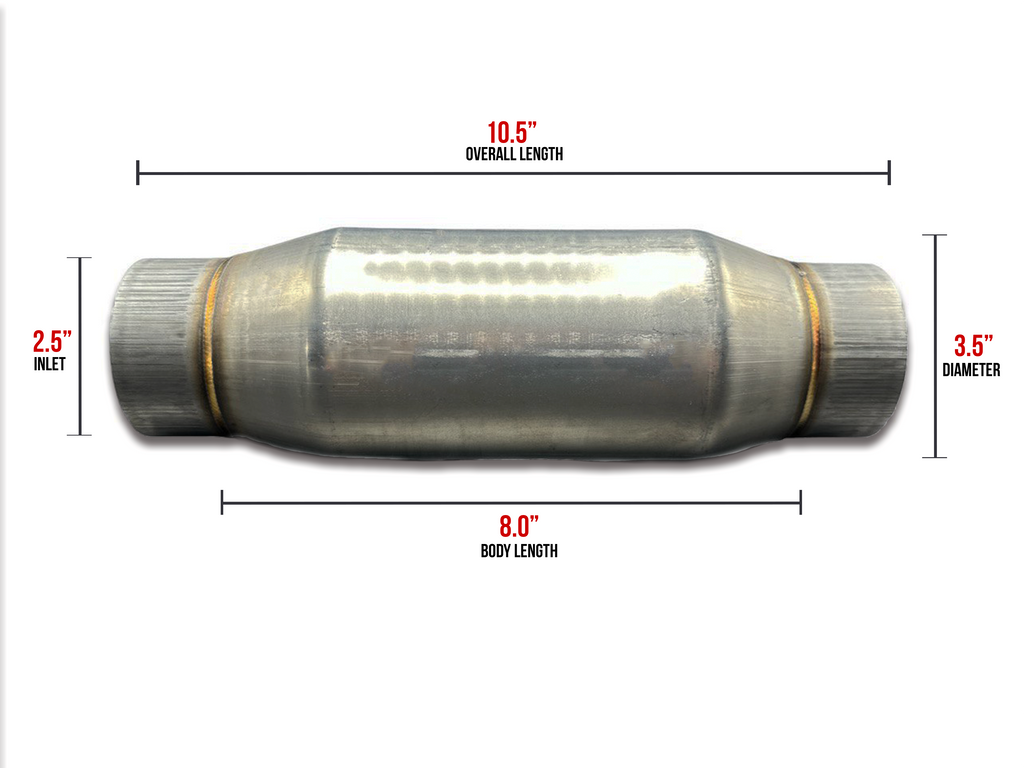 Buchi Power BP251 Exhaust Muffler / Resonator - 304 Stainless Steel - 2.5"